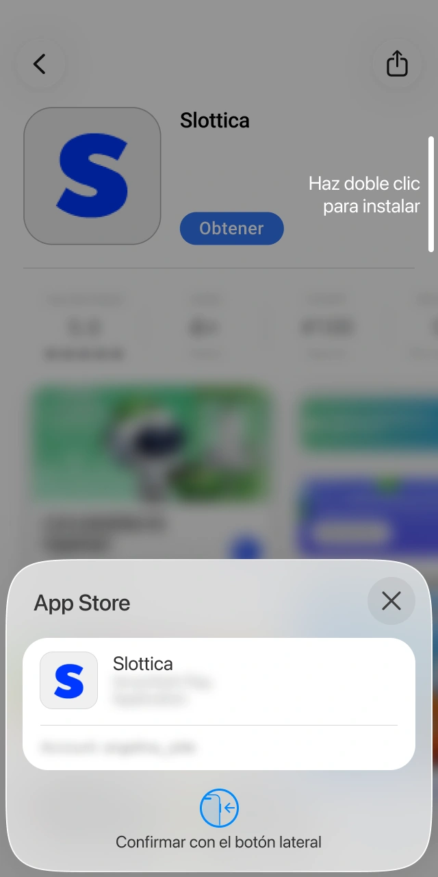 Autoriza la descarga en la tienda utilizando tu acceso en Slottica.