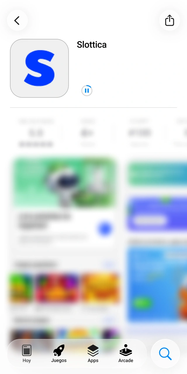 Aguarda unos segundos mientras se instala la app de Slottica.