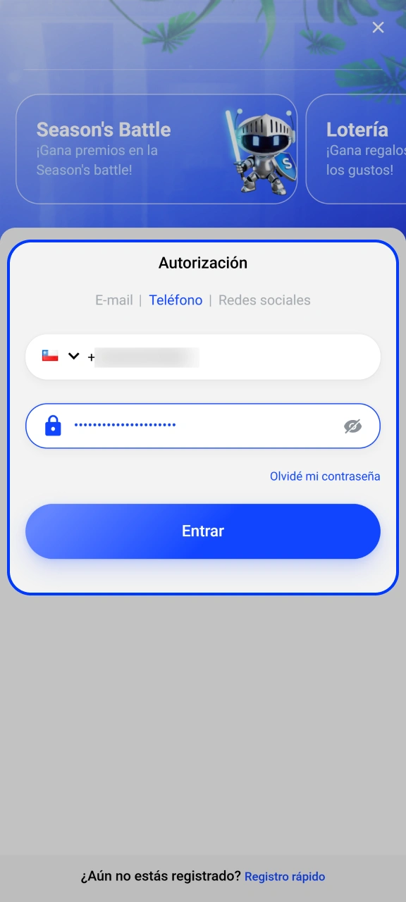 Confirma tus credenciales para acceder directamente a la plataforma Slottica.