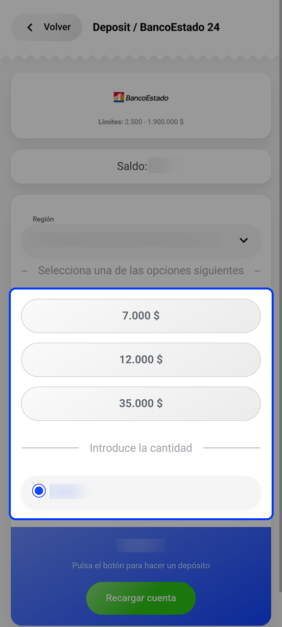 Escribe el saldo en pesos que quieres transferir a Slottica.