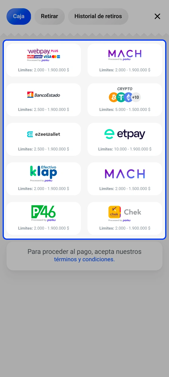 Escoge tu medio de pago móvil preferido para recargar en Slottica.